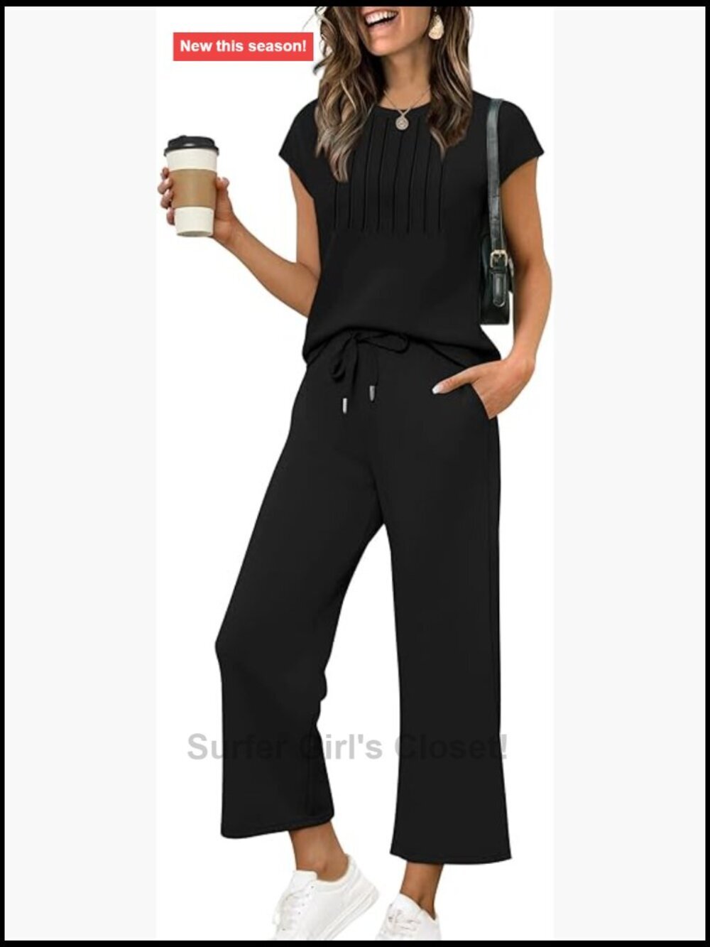 Two Piece Sets for Women Cap Sleeve Top Wide Leg Pants Lounge Matching Sets